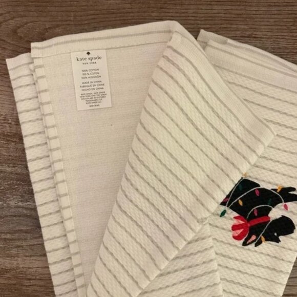 NWT Kate Spade 2PCK Kitchen Towel, Christmas Dog - Picture 5 of 6